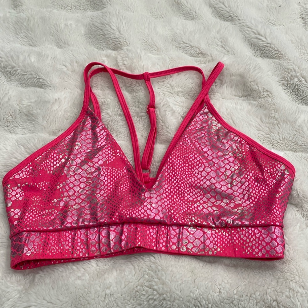 ASOS pink print sports bra